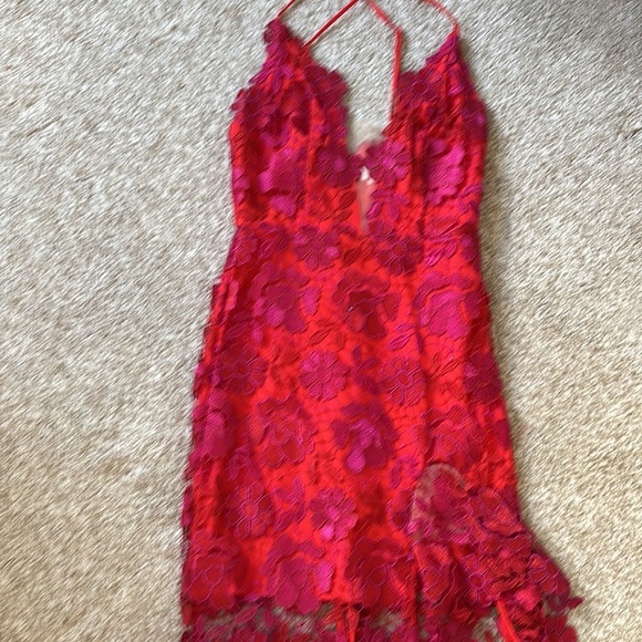 Lovers and Friends Tarron Gown in Magenta & Red - Picture 7 of 9